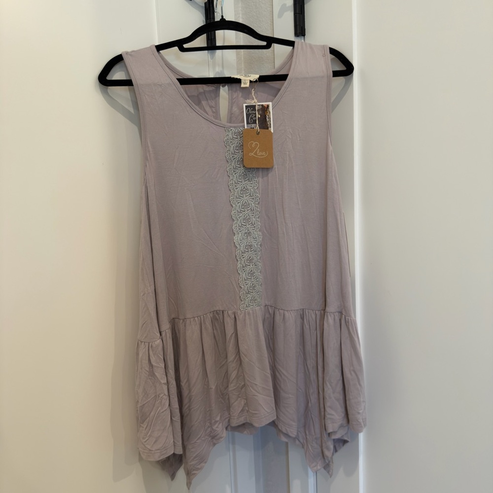 NWT Lavender Sleeveless Top with Lace Detail